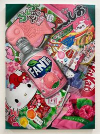 Hello Kitty bag 2023, 65x90cm, acryl and oil on linen, Private collection.